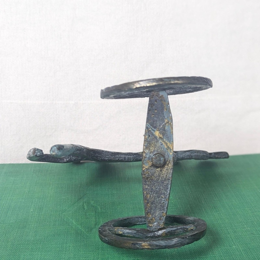 Vintage Verdigris Bronze Chariot Figurine Greek Etruscan Style with Athena's Owl - Picture 4 of 5